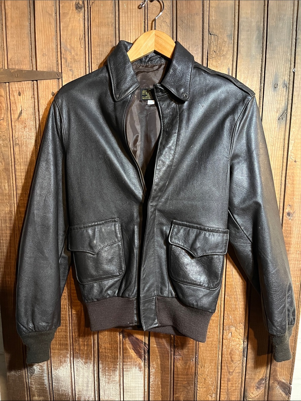 Men's Black Leather Bomber Jacket